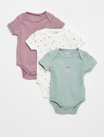 Bodies estampados em algodão - lote de 3