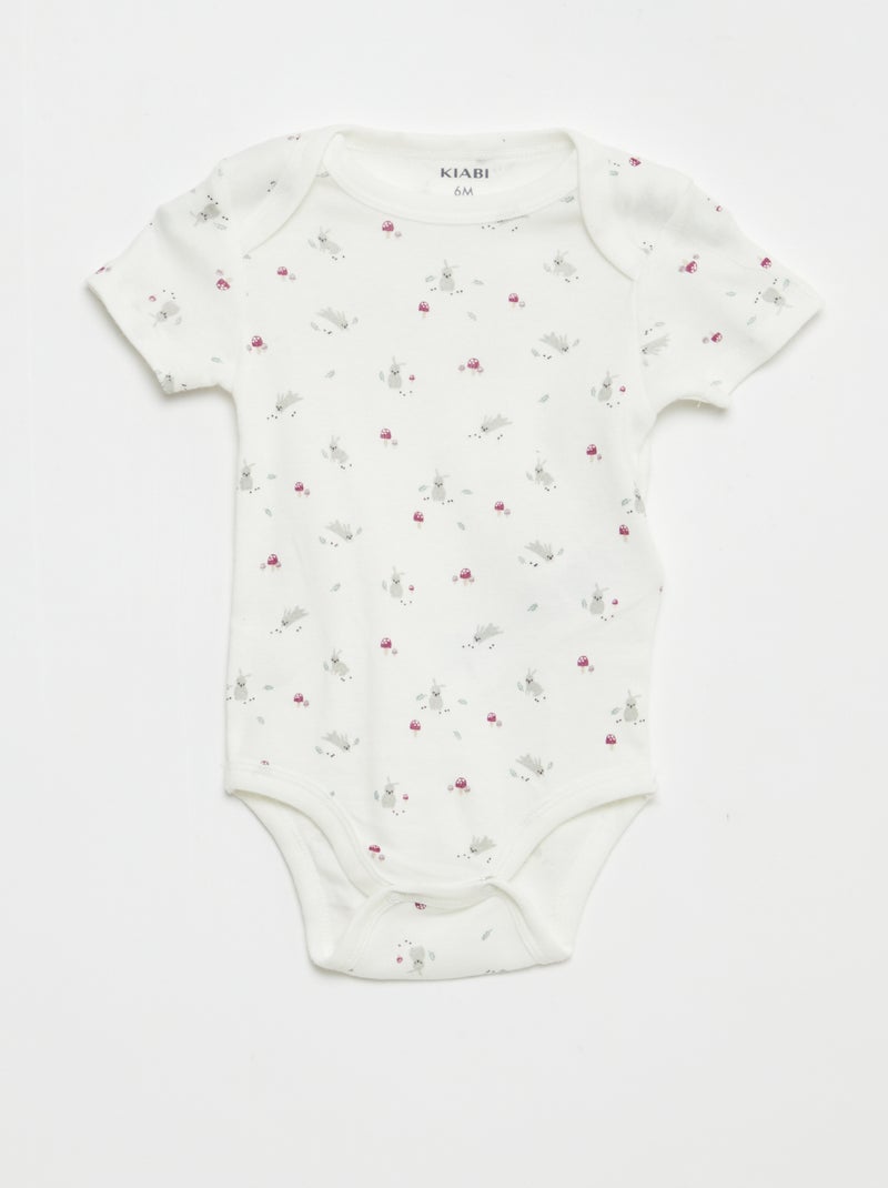 Bodies estampados em algodão - lote de 3 Branco - Kiabi