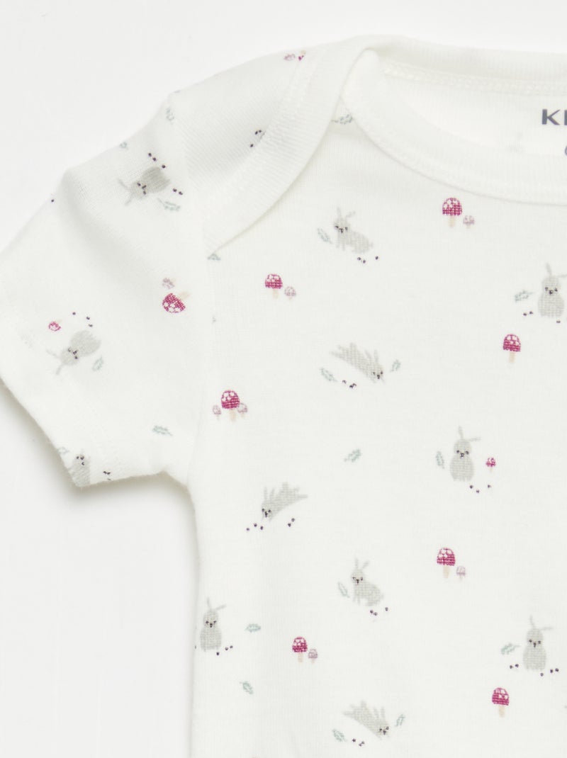 Bodies estampados em algodão - lote de 3 Branco - Kiabi