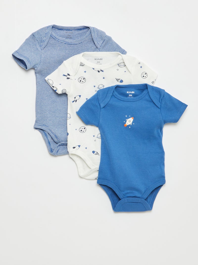 Bodies estampados em algodão - lote de 3 Branco - Kiabi