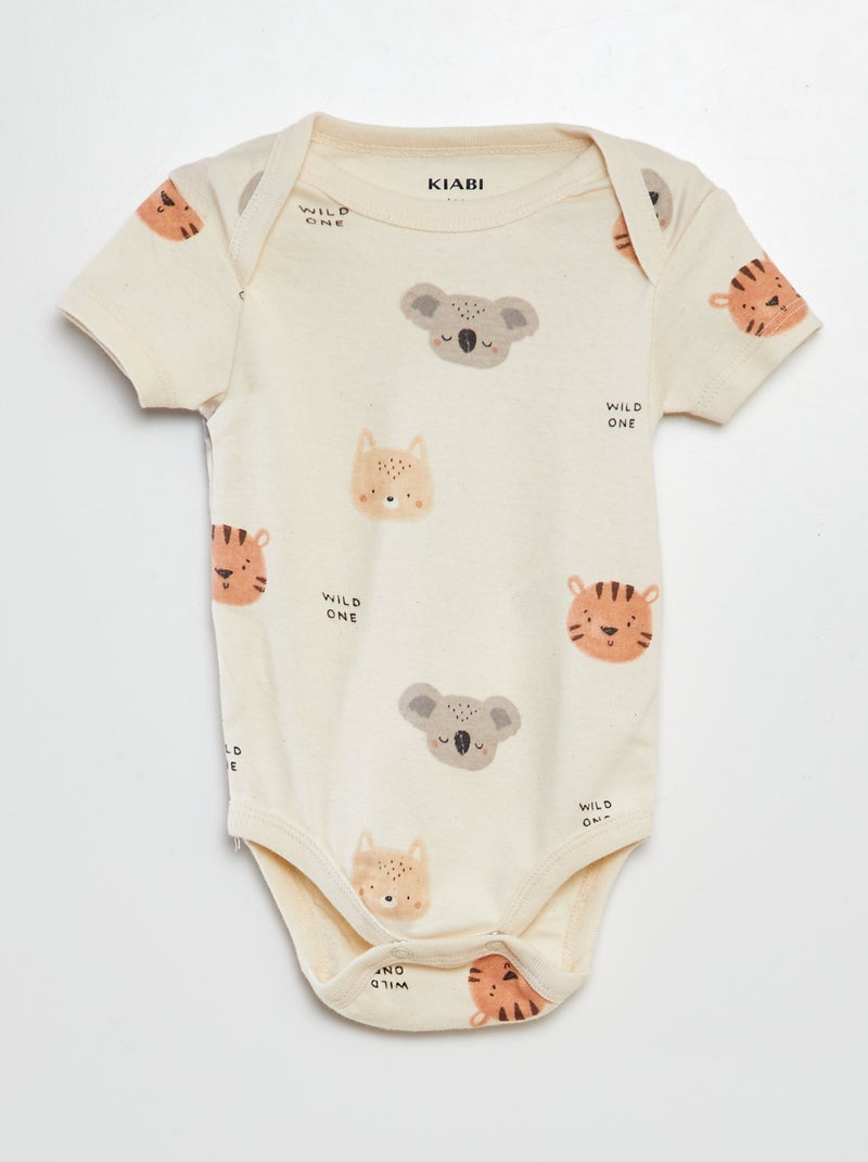 Bodies estampados em algodão - lote de 3 BRANCO - Kiabi