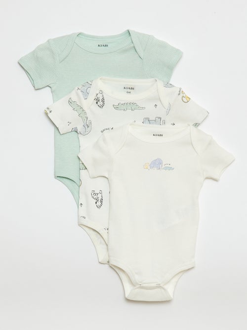 Bodies estampados em algodão - lote de 3 - Kiabi