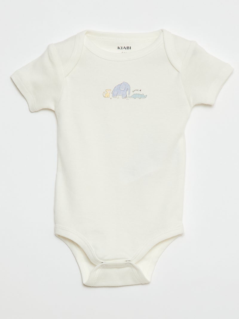 Bodies estampados em algodão - lote de 3 Branco - Kiabi