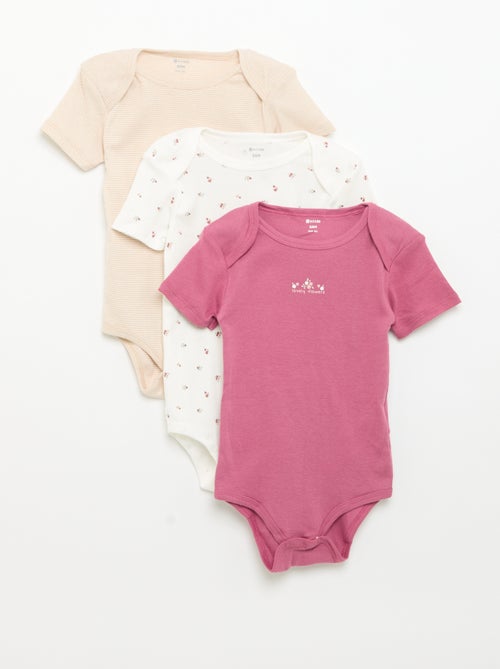 Bodies estampados em algodão - lote de 3 - Kiabi Bodies estampados em algodão - lote de 3 - Kiabi