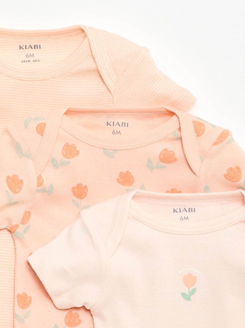 Bodies estampados em algodão - lote de 3 Laranja - Kiabi