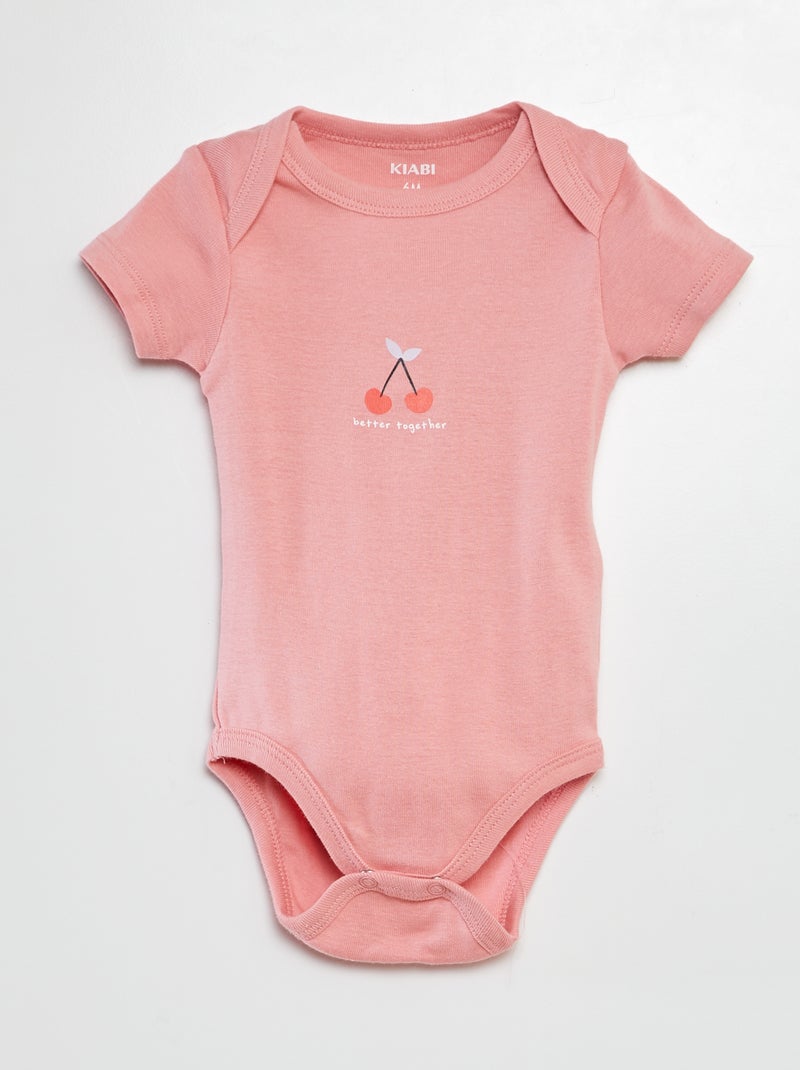 Bodies estampados em algodão - lote de 3 ROSA - Kiabi
