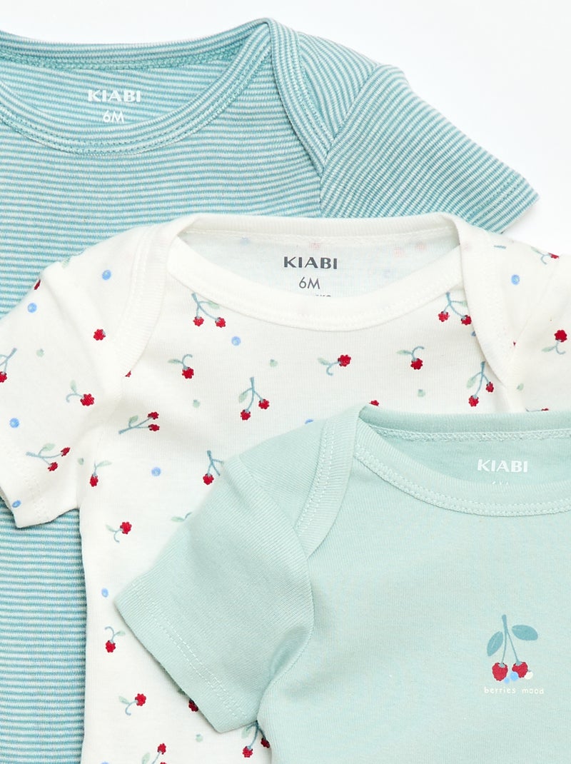 Bodies estampados em algodão - lote de 3 Verde - Kiabi