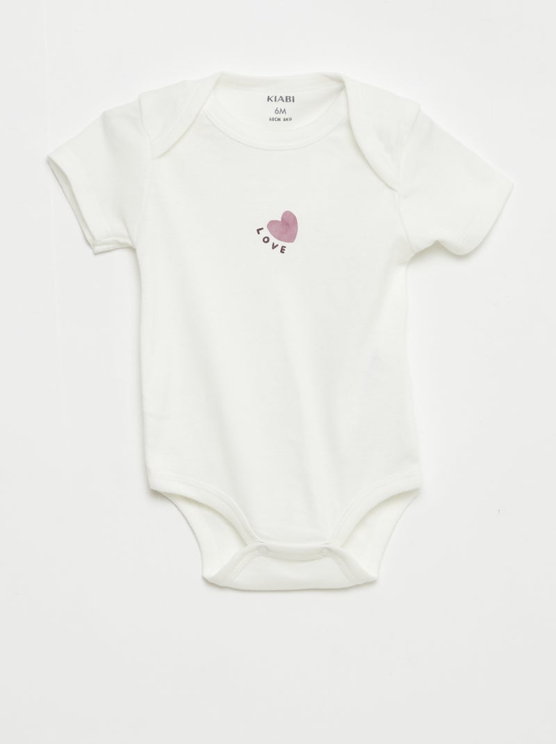 Bodies estampados em algodão - lote de 3 Violeta - Kiabi