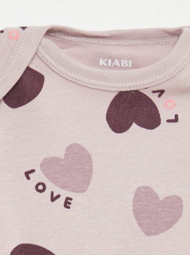 Bodies estampados em algodão - lote de 3 Violeta - Kiabi