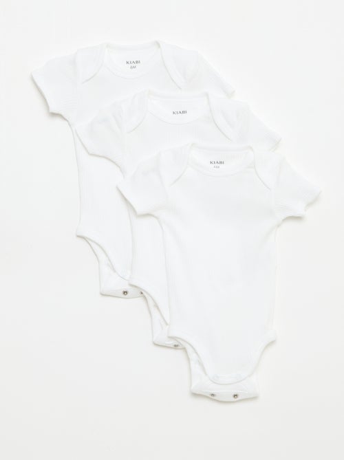 Bodies evolutivos em malha lisa - Lote de 3 - Kiabi