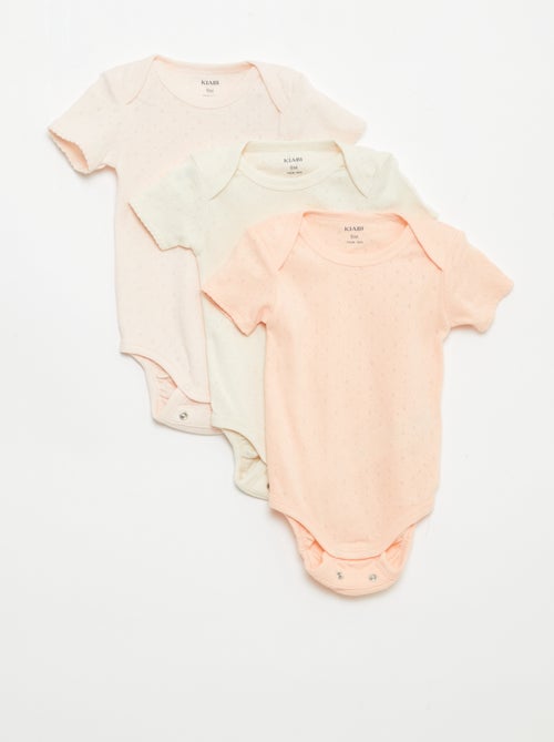 Bodies evolutivos em malha lisa - Lote de 3 - Kiabi