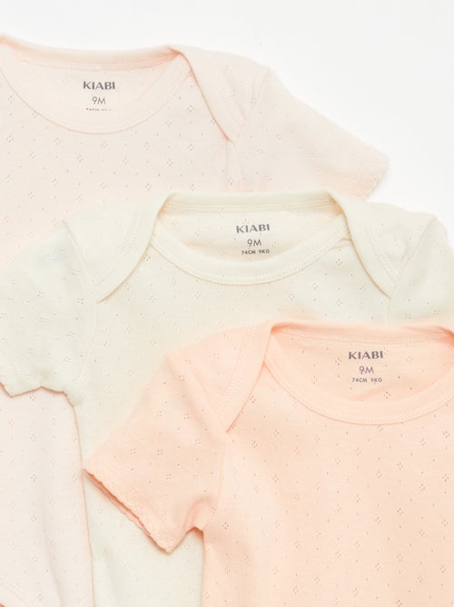 Bodies evolutivos em malha lisa - Lote de 3 - Kiabi