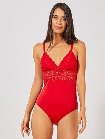 Body almofadado micro e renda - Kiabi