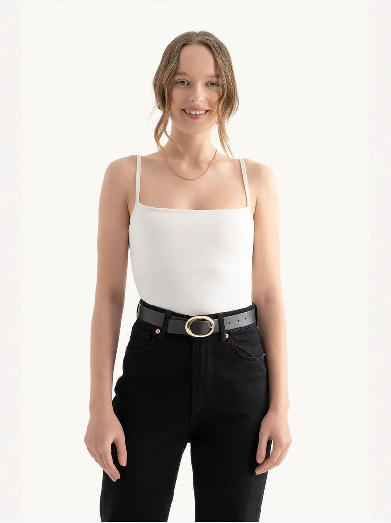 Body básico com alças finas hiccup Branco - Kiabi