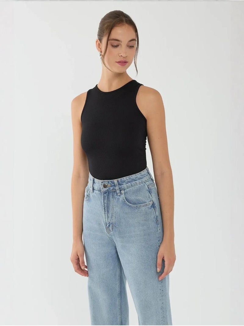 Body básico com gola redonda hiccup Preto - Kiabi
