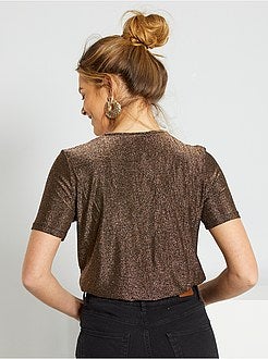 Body brilhante em malha elástica - Kiabi