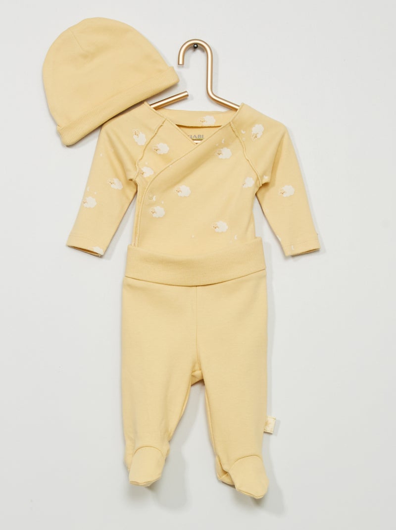 Body + calças + gorro - 3 peças AMARELO - Kiabi