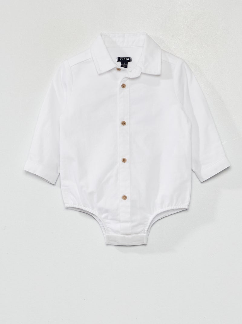 Body camisa em algodão Branco - Kiabi