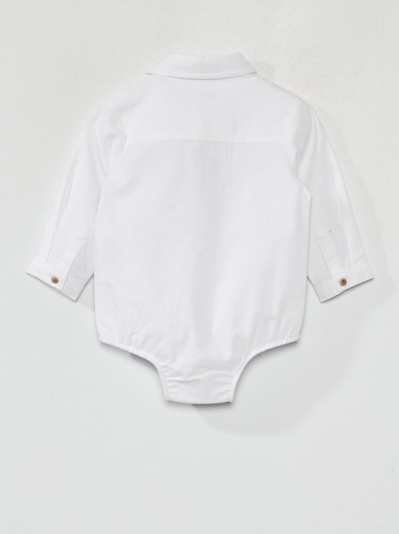 Body camisa em algodão Branco - Kiabi