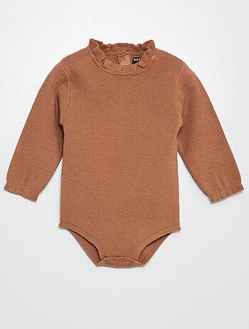 Body camisola com gola com folhos