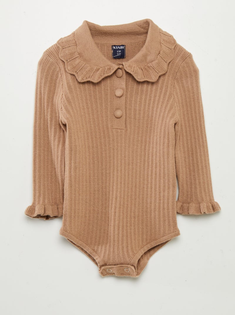 Body camisola com gola de fantasia CASTANHO - Kiabi