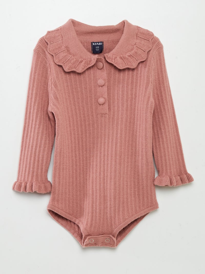 Body camisola com gola de fantasia ROSA - Kiabi