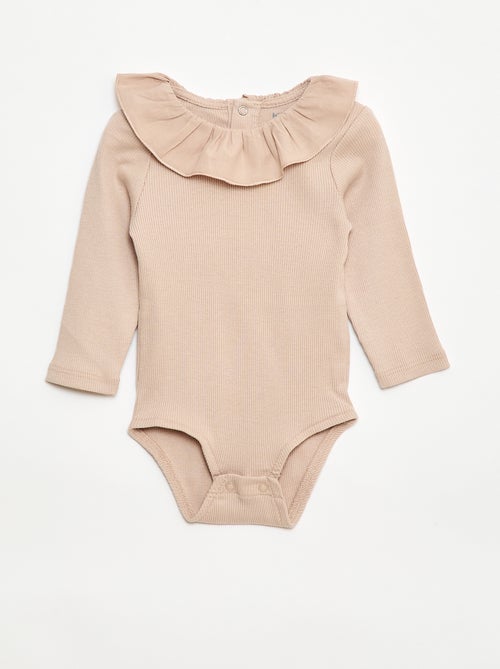 Body canelado com gola - Kiabi