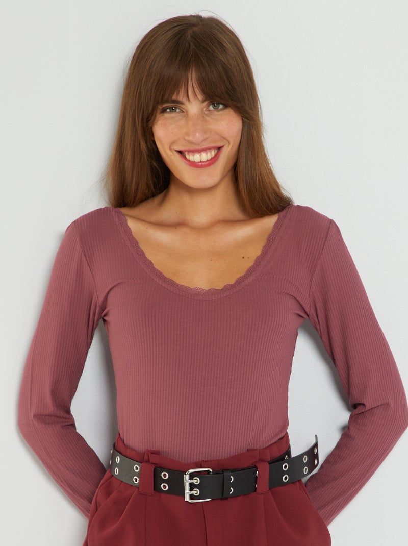 Body canelado ROSA - Kiabi