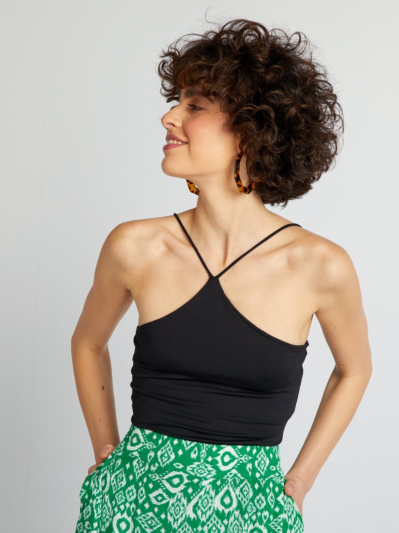 Body com alças finas cruzadas Preto - Kiabi