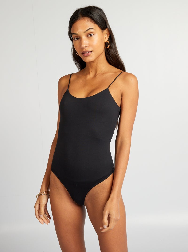 Body com alças finas em neopreno Preto - Kiabi