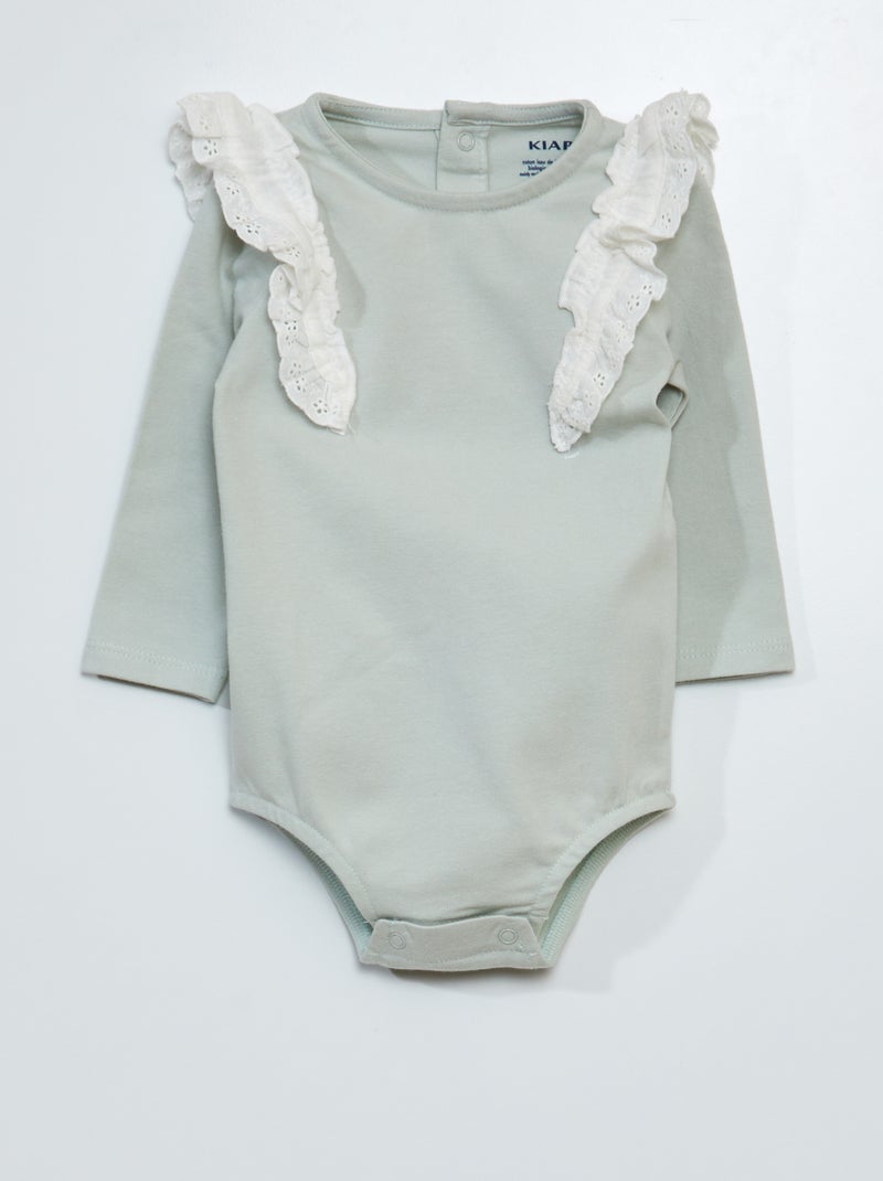 Body com bordado inglês AZUL - Kiabi
