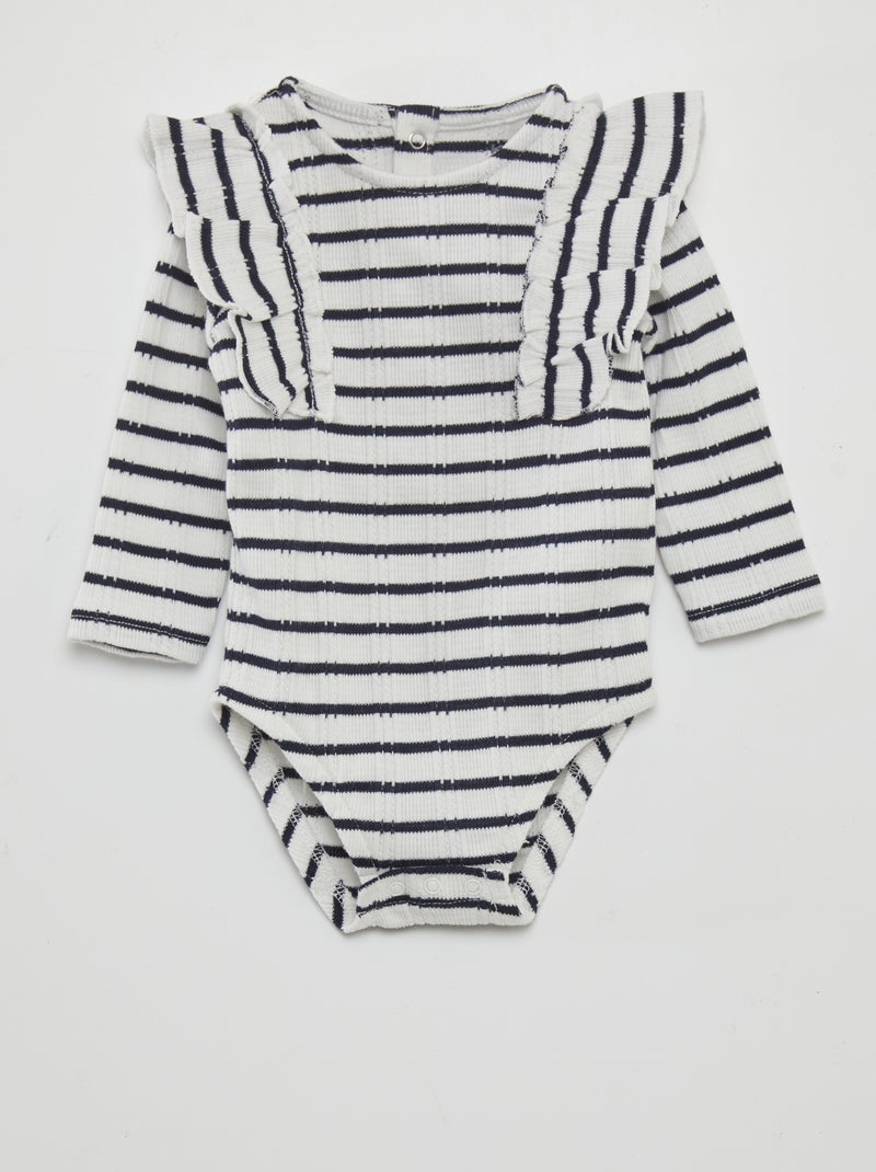 Body com bordado inglês AZUL - Kiabi