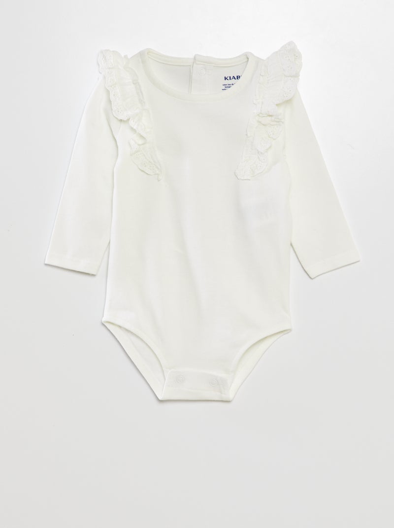 Body com bordado inglês Branco - Kiabi