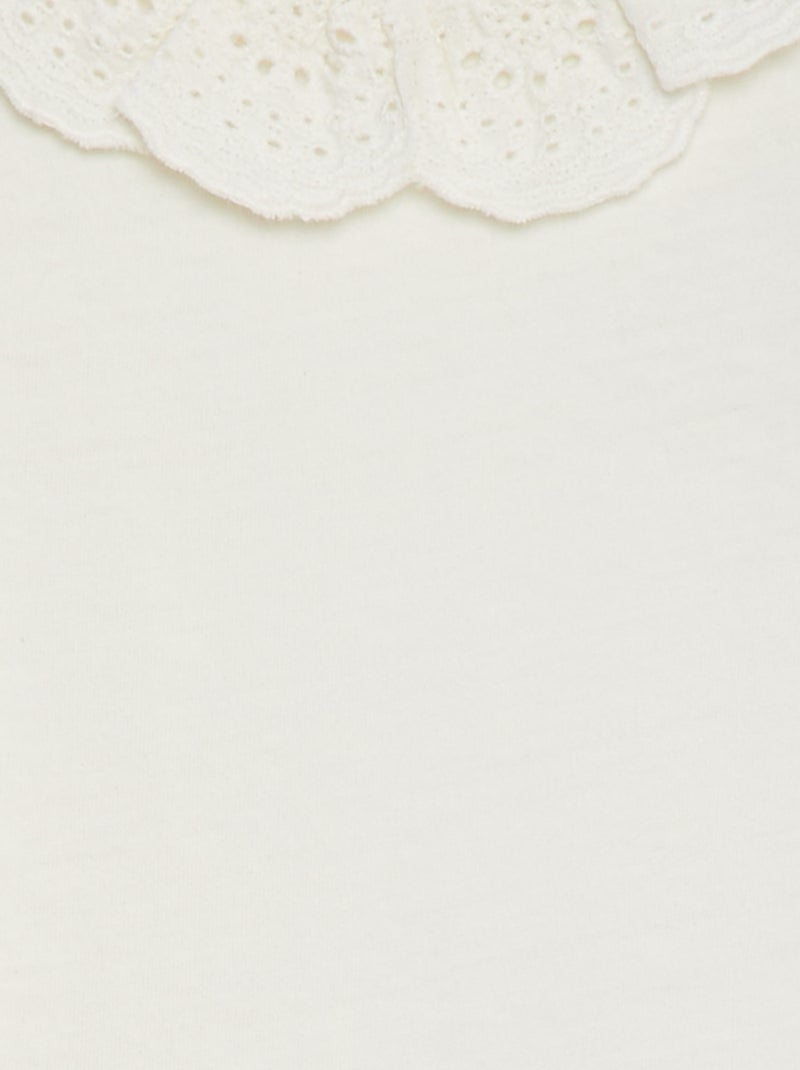 Body com cabeção em bordado inglês Branco - Kiabi