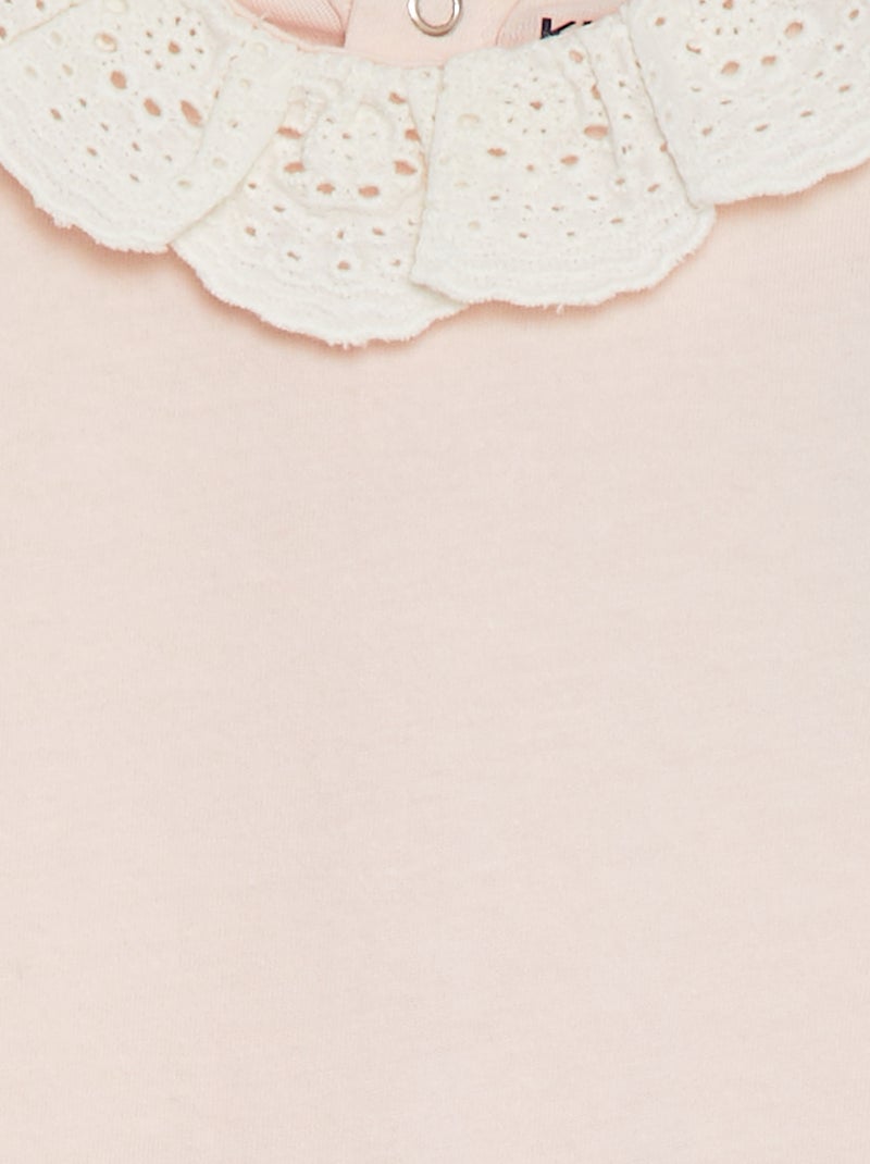 Body com cabeção em bordado inglês ROSA - Kiabi