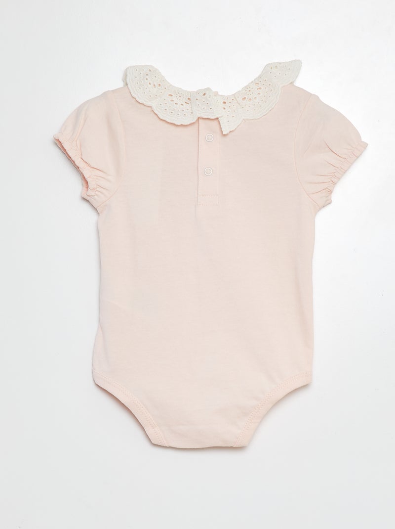 Body com cabeção em bordado inglês ROSA - Kiabi