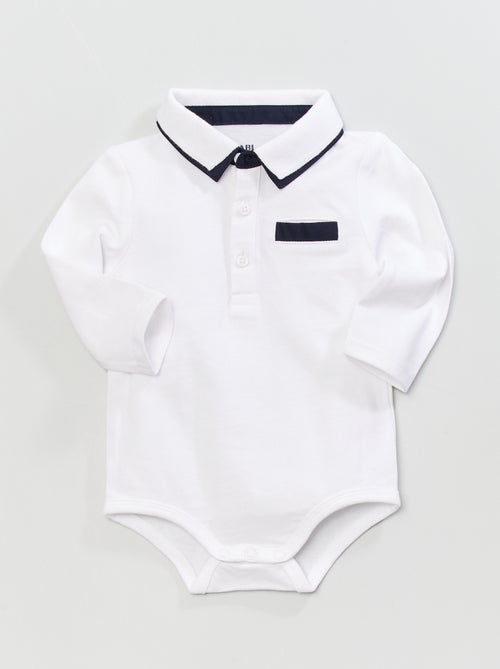 Body com colarinho de polo em piqué de algodão - Kiabi