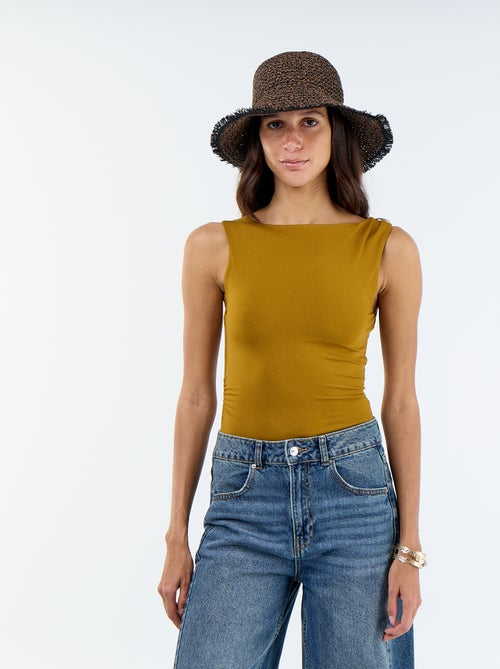 Body com costas decotadas e joia dourada - Kiabi