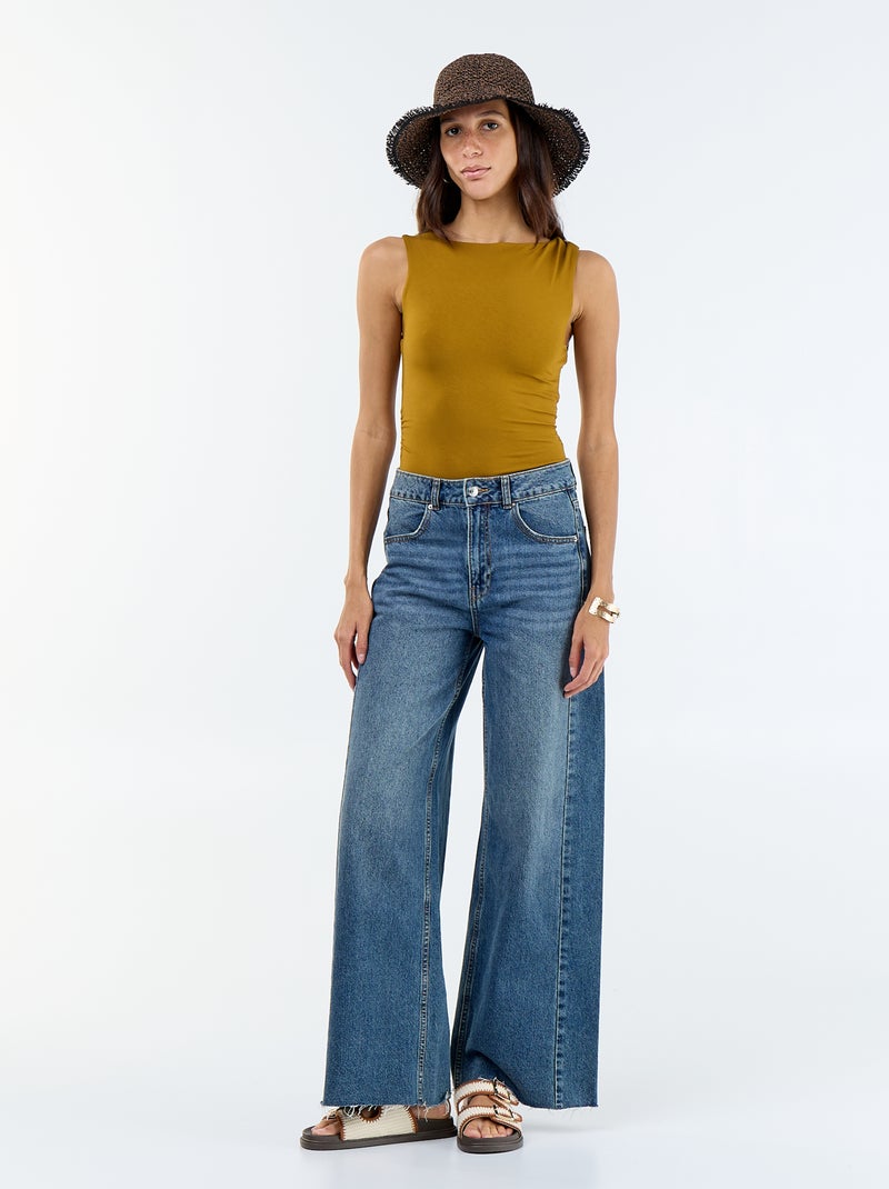 Body com costas decotadas e joia dourada Castanho - Kiabi