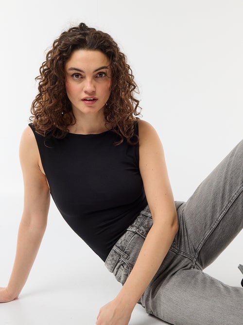 Body com costas decotadas e joia dourada - Kiabi