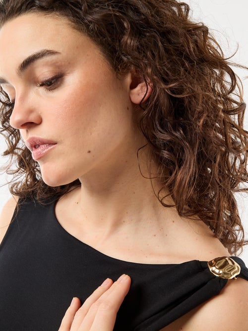 Body com costas decotadas e joia dourada - Kiabi