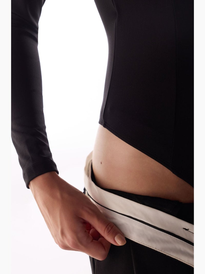 Body com decote coração e manga comprida penti Preto - Kiabi