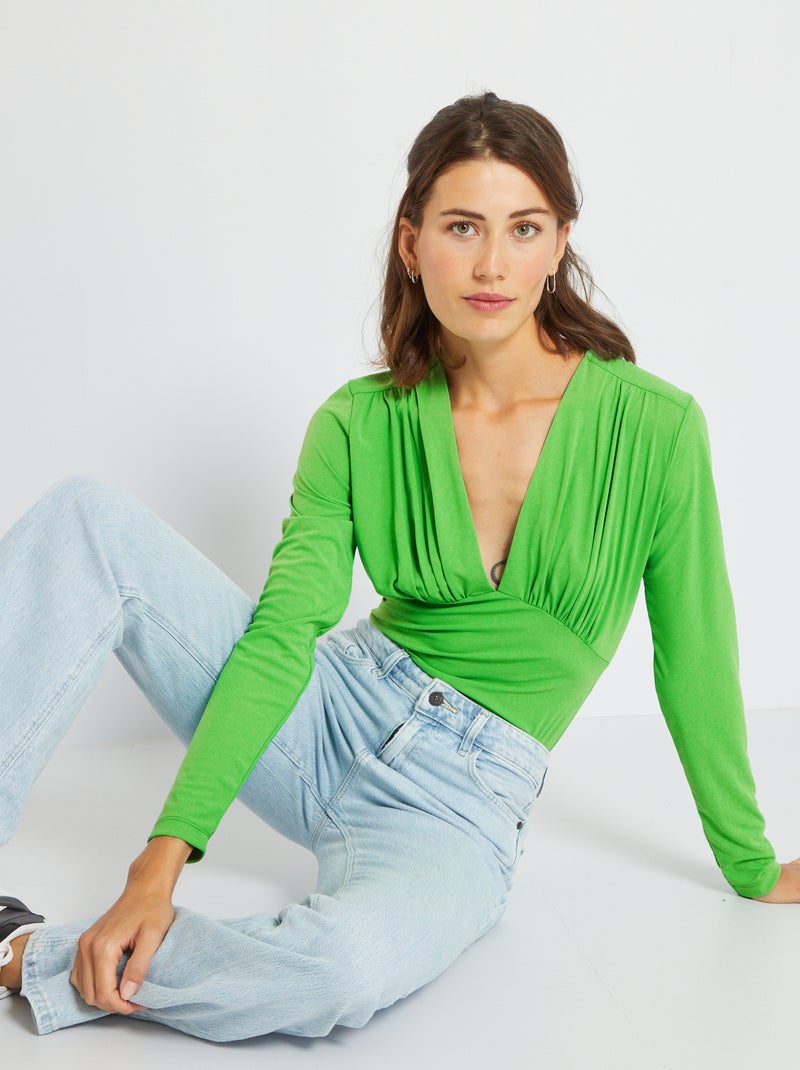 Body com decote em bico VERDE - Kiabi