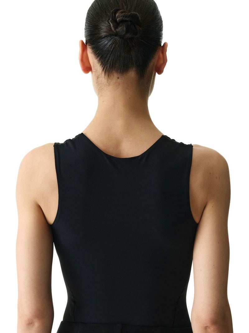Body com decote em u e textura suave penti Preto - Kiabi