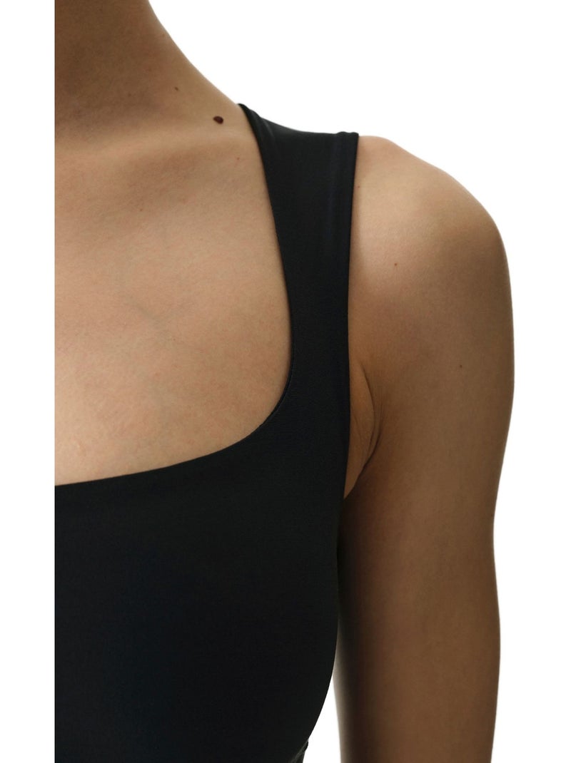 Body com decote em u e textura suave penti Preto - Kiabi