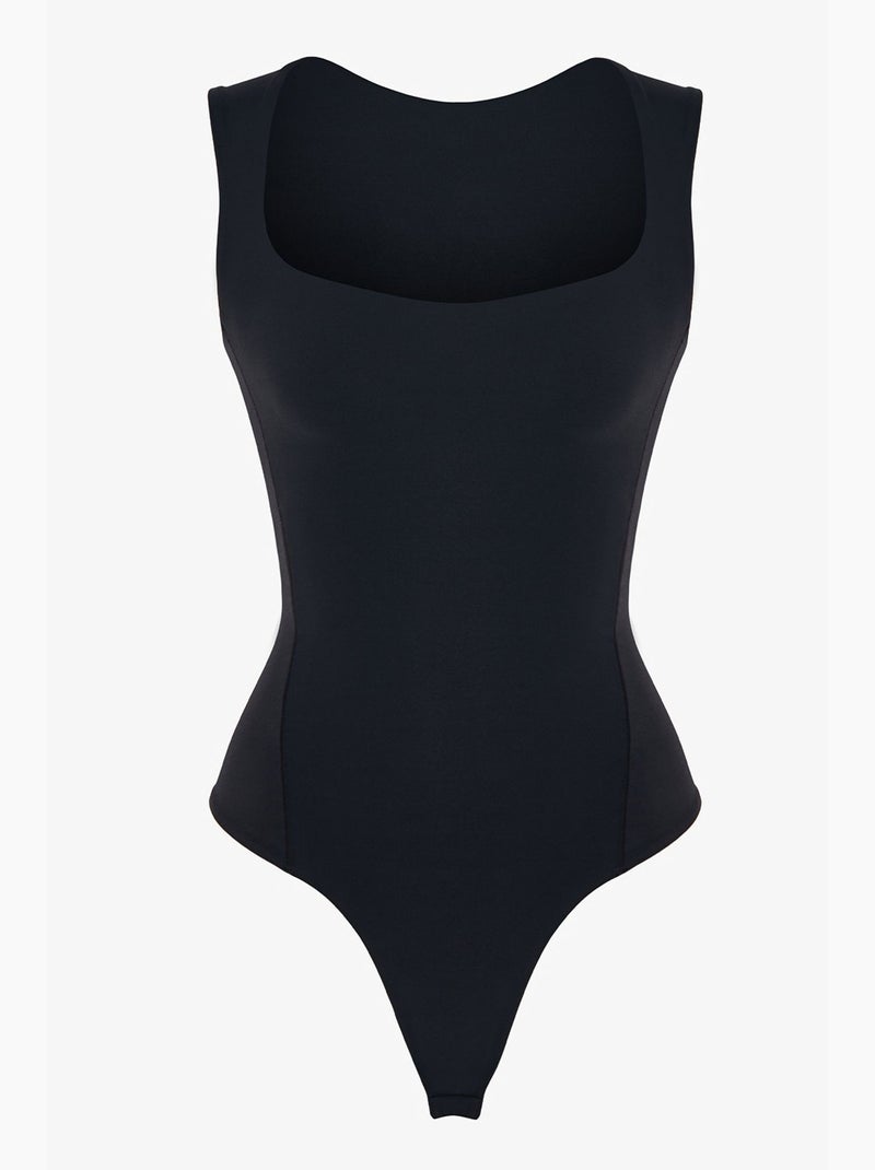 Body com decote em u e textura suave penti Preto - Kiabi