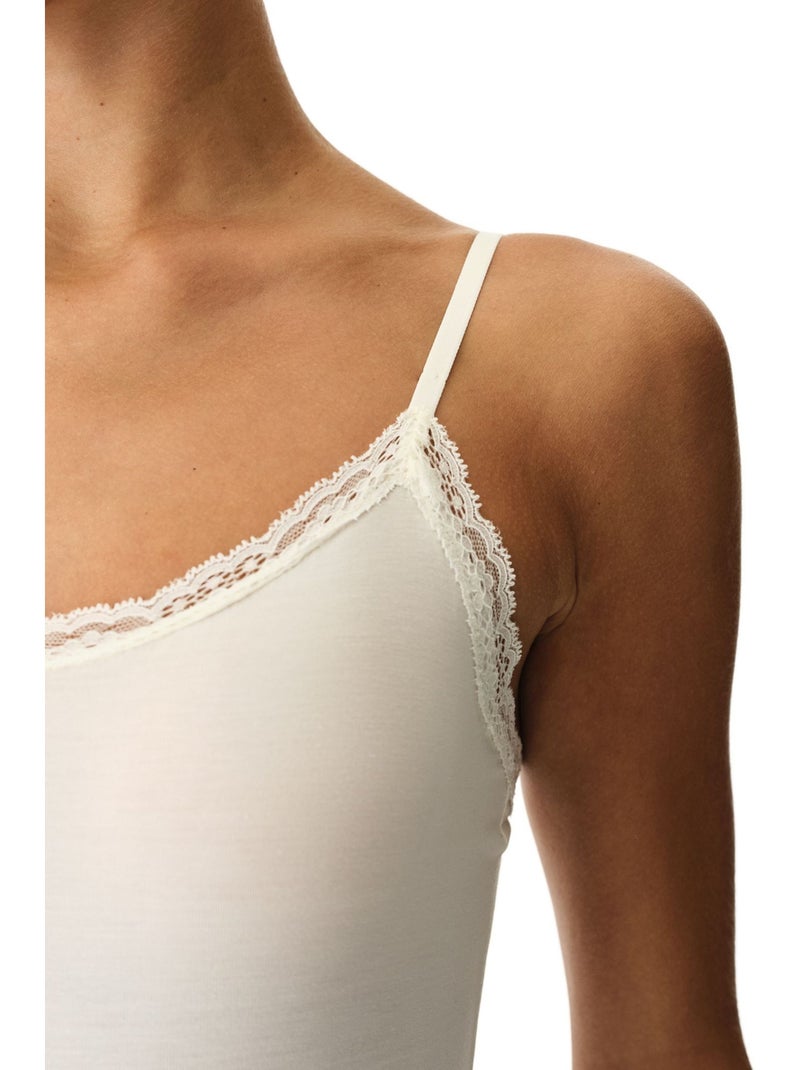 Body com detalhe em renda penti Branco - Kiabi
