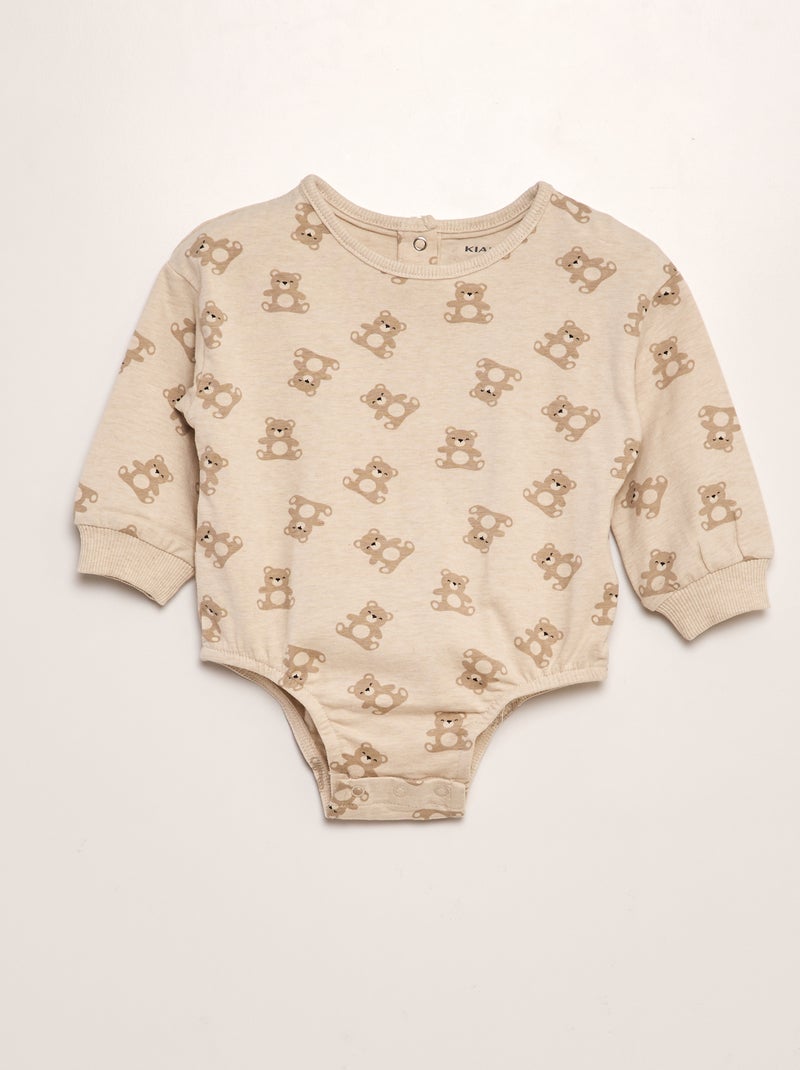 Body com estampado em jersey BEGE - Kiabi