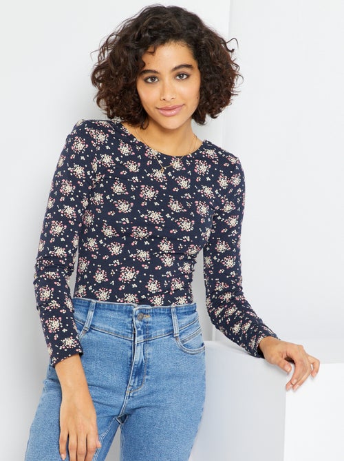 Body com estampado nas mangas 3/4 - Kiabi