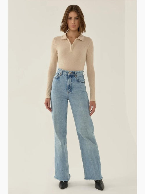 Body com fecho e gola polo hiccup - Kiabi Body com fecho e gola polo hiccup - Kiabi
